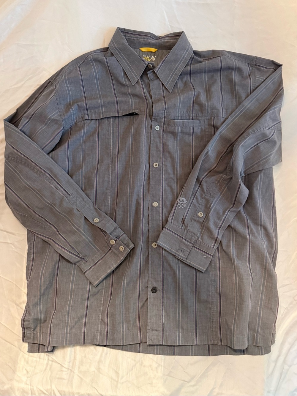 Mountain Hardwear Men's Gray Striped Button-Down Shirt